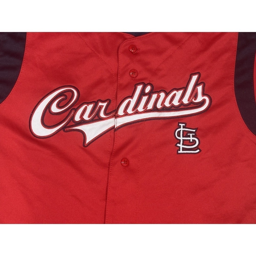 St Louis Cardinals Jersey Boys Large MLB Baseball True Fan Button Up Shirt - Picture 2 of 8